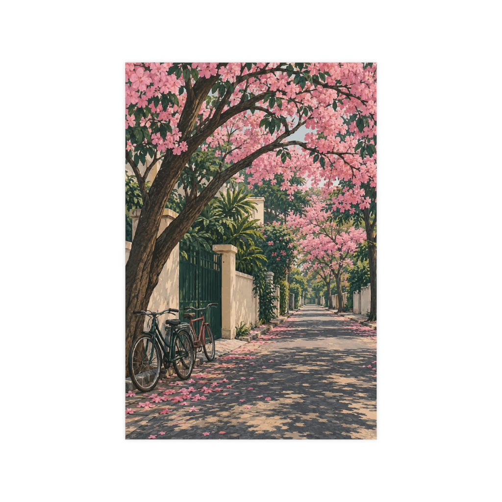 The Road with the Pink Trees — Karnataka Art Print