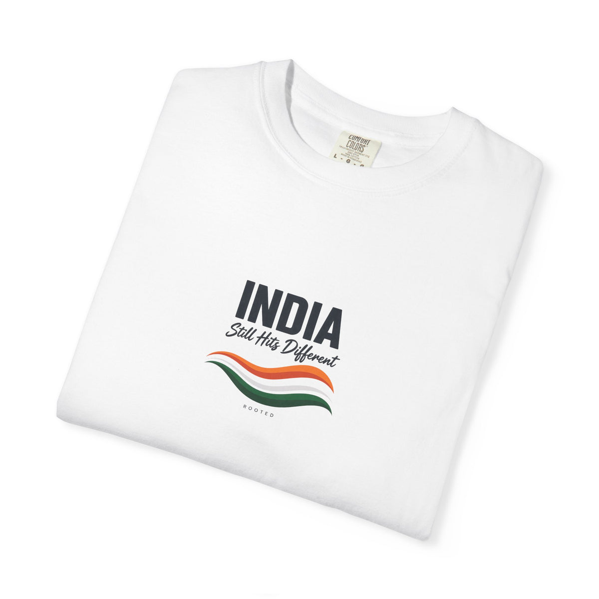 India Still Hits Different — Rooted White Garment-Dyed T-Shirt
