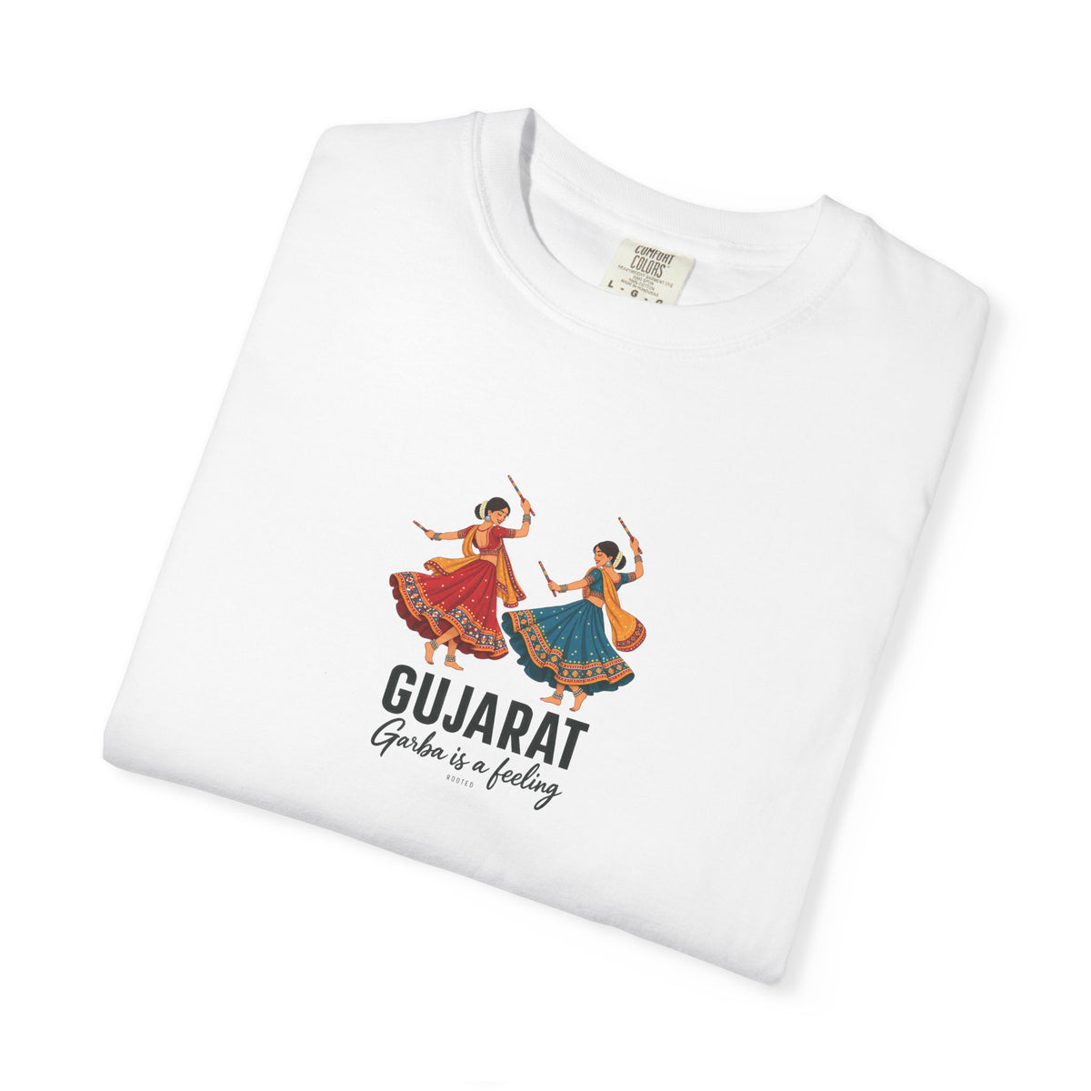 Gujarat — Garba Is a Feeling — Rooted White Garment-Dyed T-Shirt