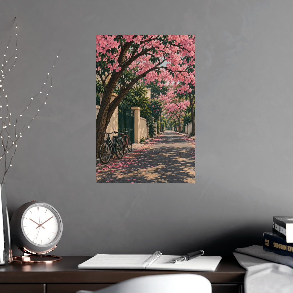 The Road with the Pink Trees — Karnataka Art Print