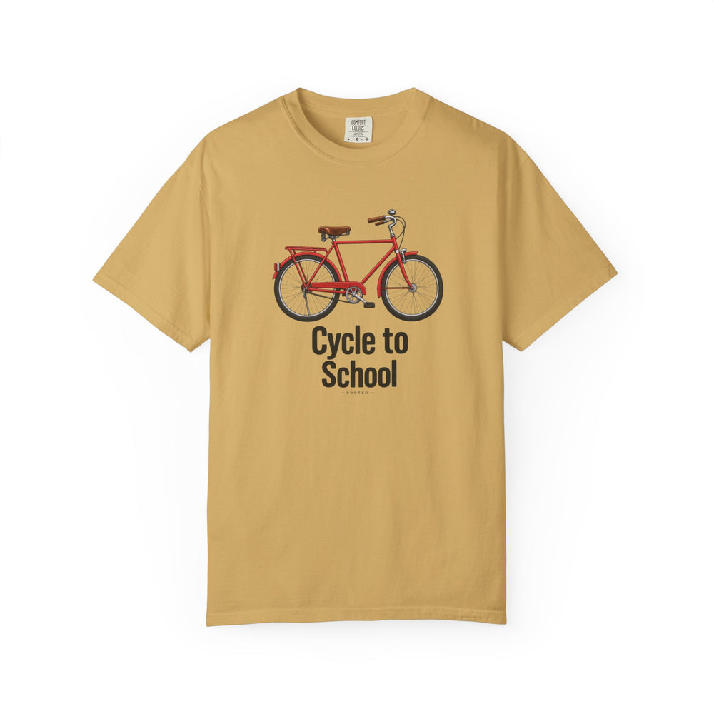 Cycle to School — Rooted White Garment-Dyed T-Shirt