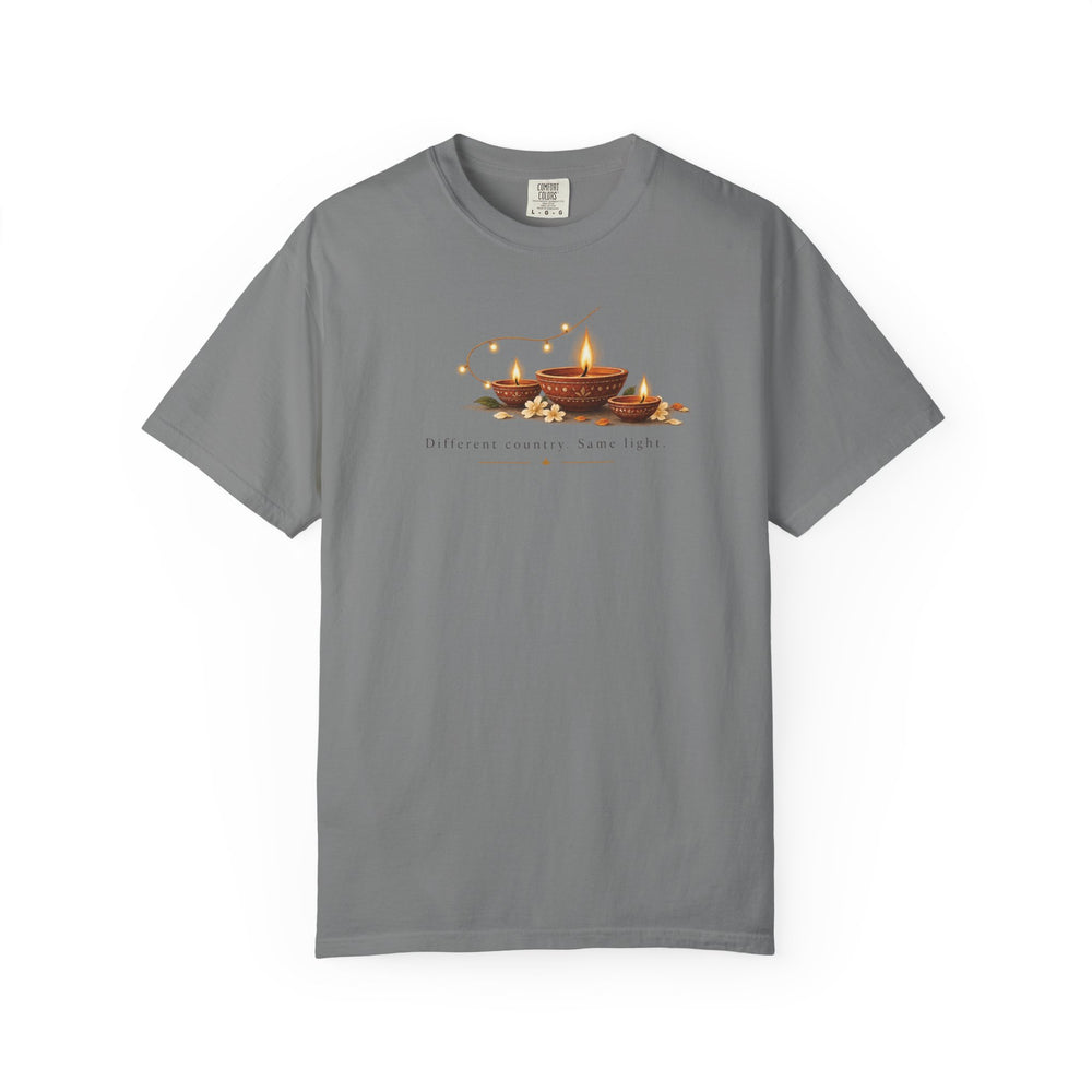 Diwali Still finds me— Rooted White Garment-Dyed T-Shirt | Unisex — Men & Women