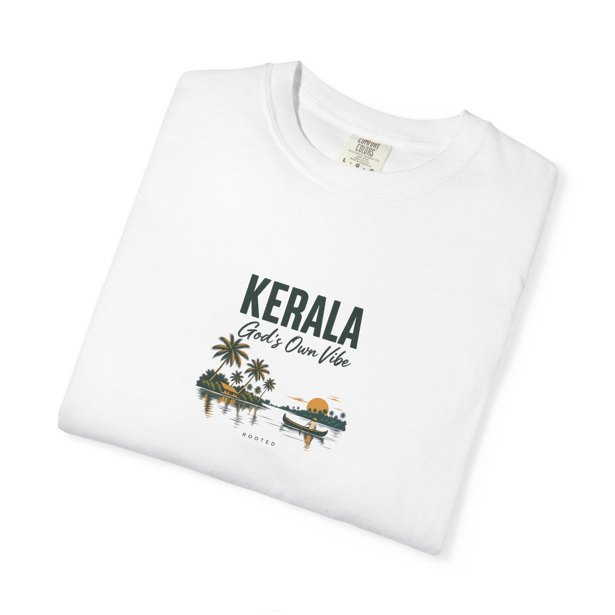 Kerala — God’s Own Vibe — Rooted White Garment-Dyed T-Shirt