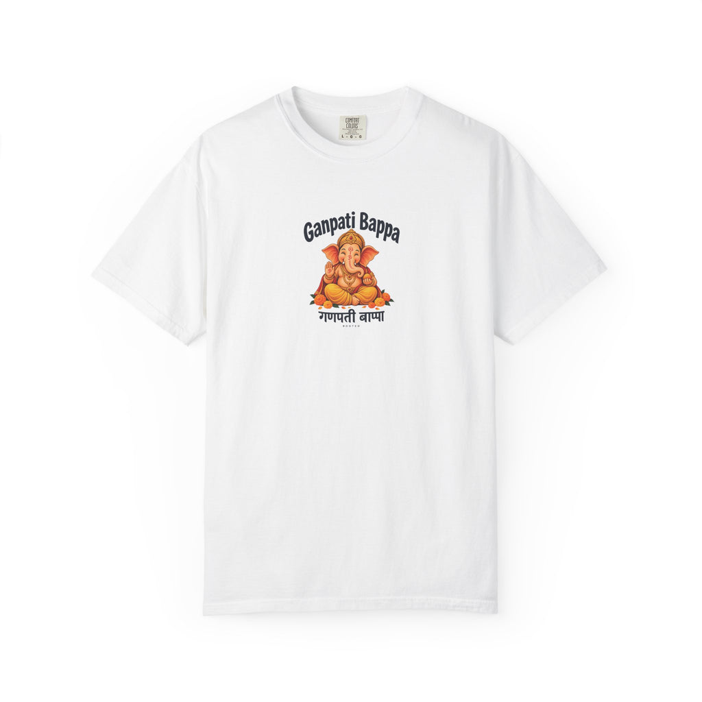 Ganpati Bappa — Rooted White Garment-Dyed T-Shirt