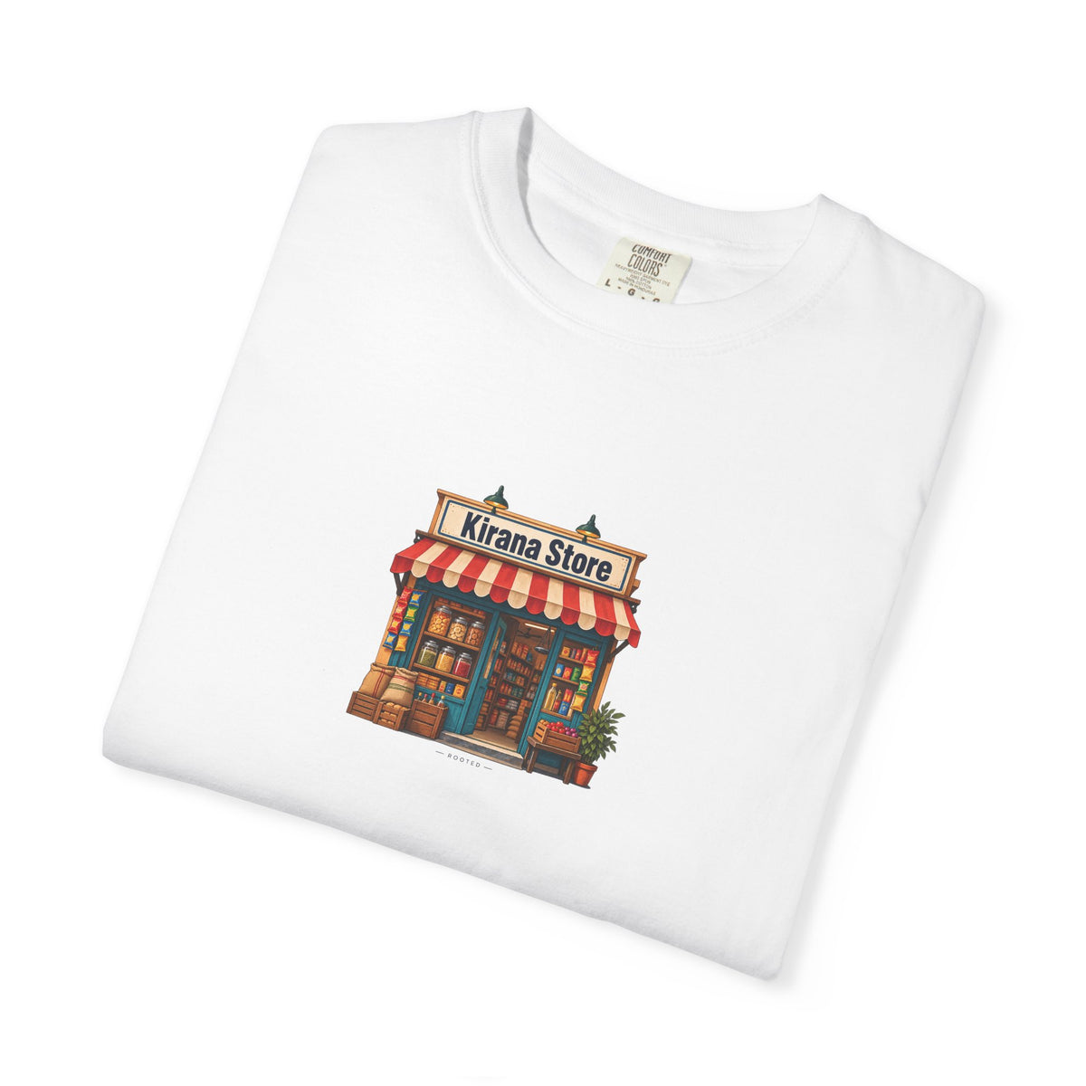 Kirana Store — Rooted White Garment-Dyed T-Shirt