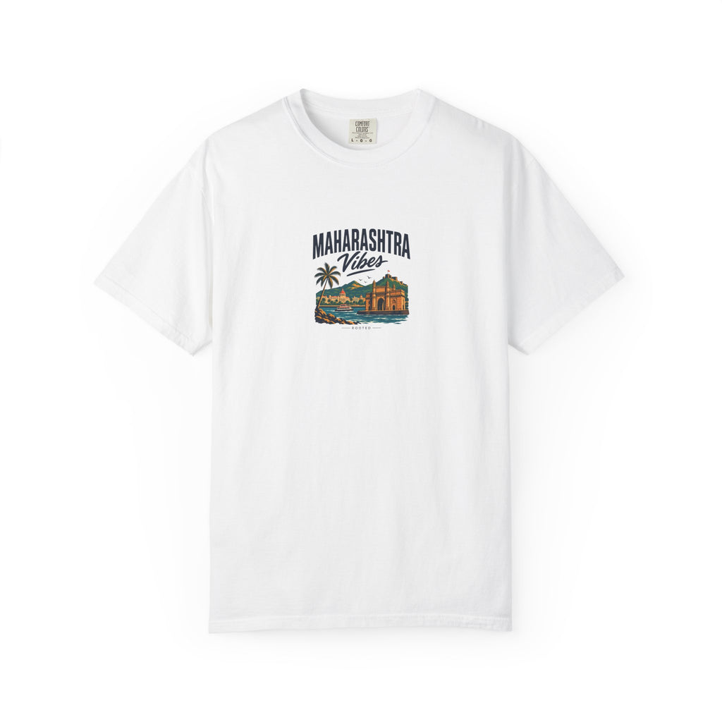 Maharashtra Vibes — Rooted White Garment-Dyed T-Shirt
