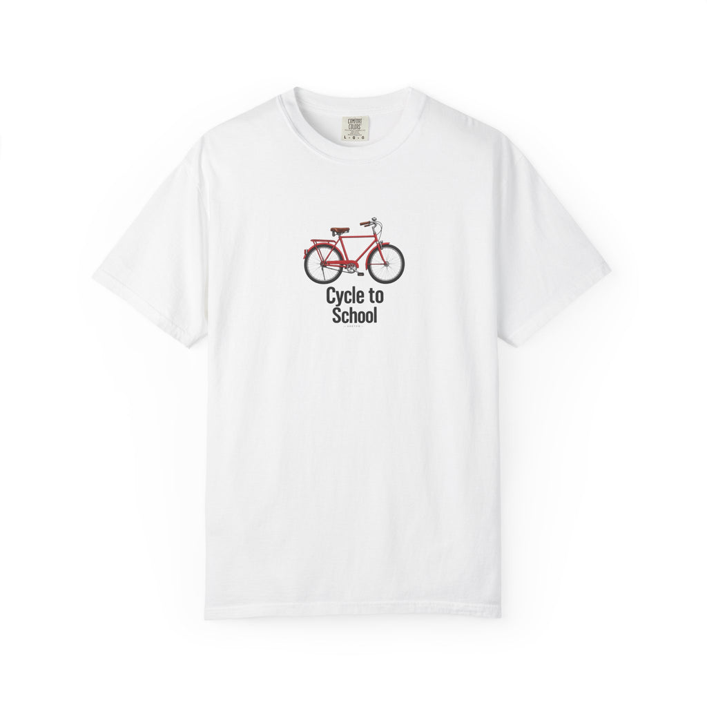 Cycle to School — Rooted White Garment-Dyed T-Shirt