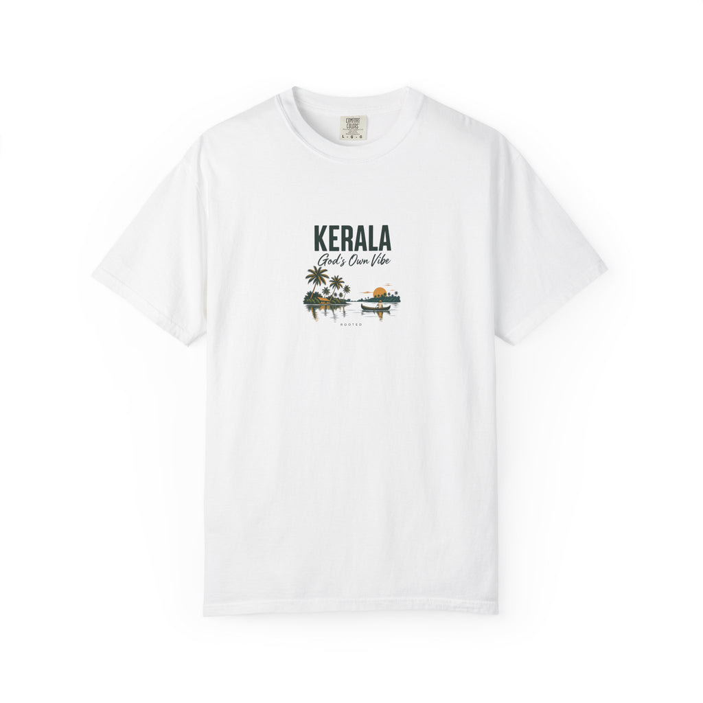 Kerala — God’s Own Vibe — Rooted White Garment-Dyed T-Shirt