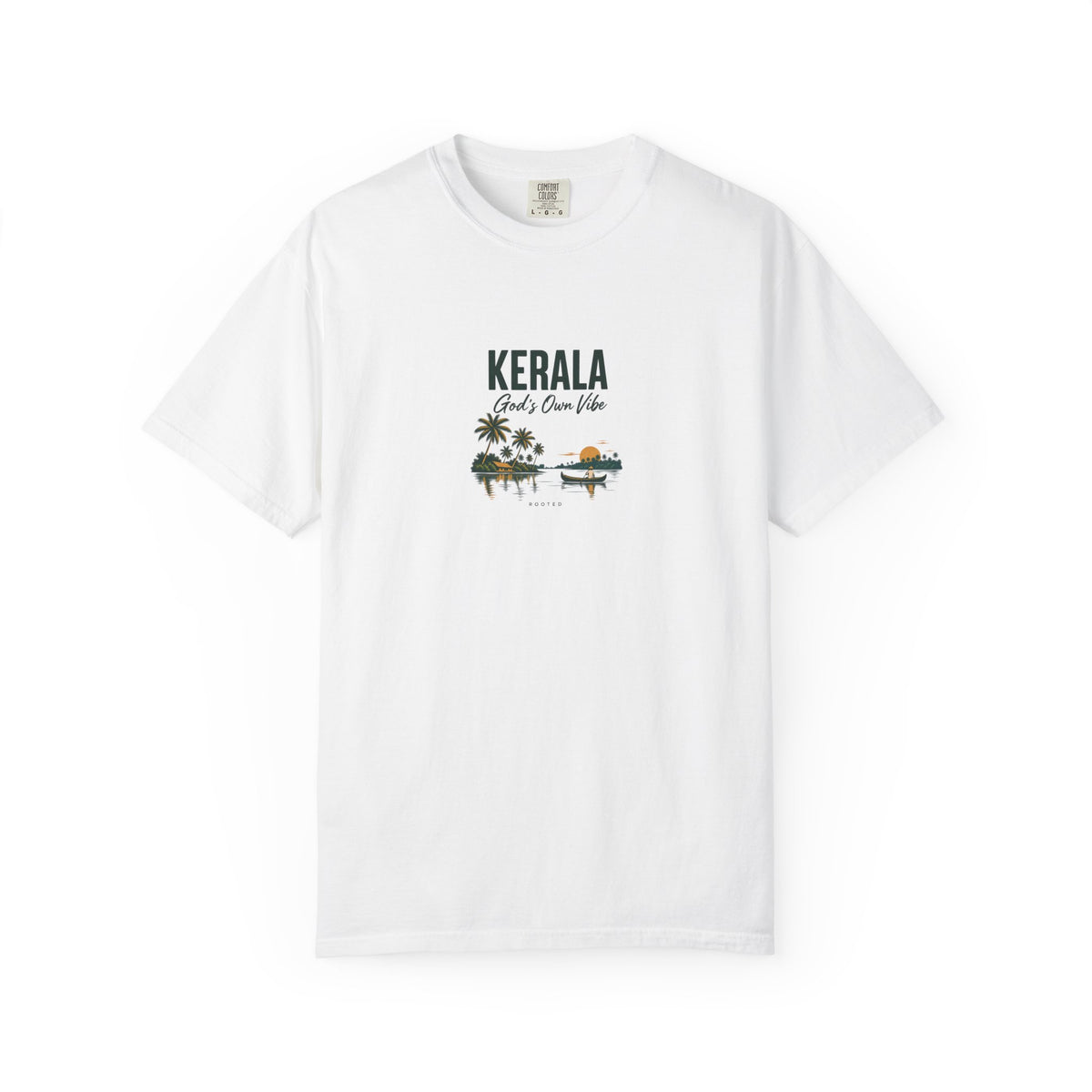 Kerala — God’s Own Vibe — Rooted White Garment-Dyed T-Shirt