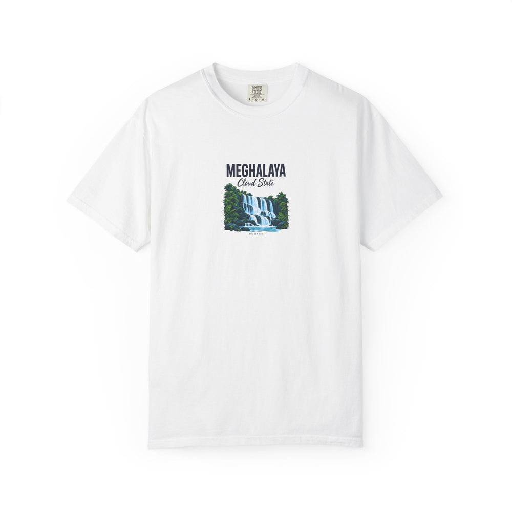 Meghalaya Cloud State — Rooted White Garment-Dyed T-Shirt