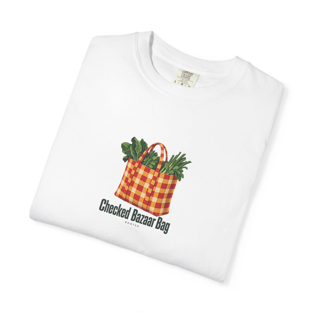 Checked Bazaar Bag — Rooted White Garment-Dyed T-Shirt