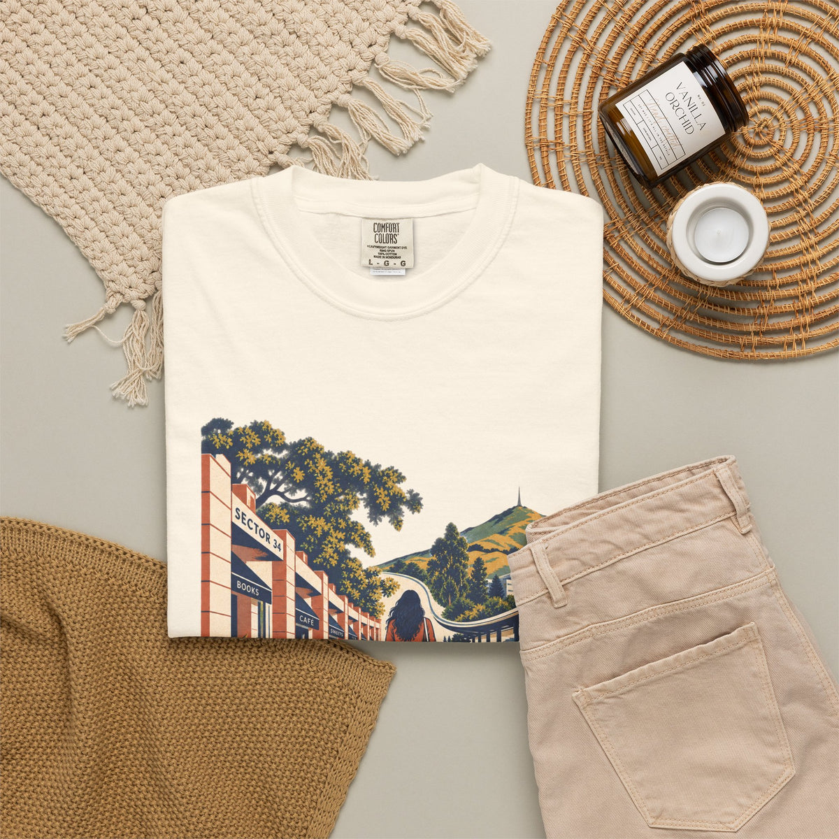 From Sector 34 to Fremont— Rooted White Garment-Dyed T-Shirt