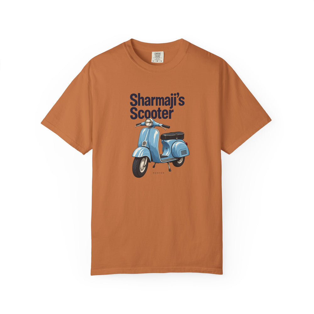 Sharmaji's Scooter — Rooted White Garment-Dyed T-Shirt