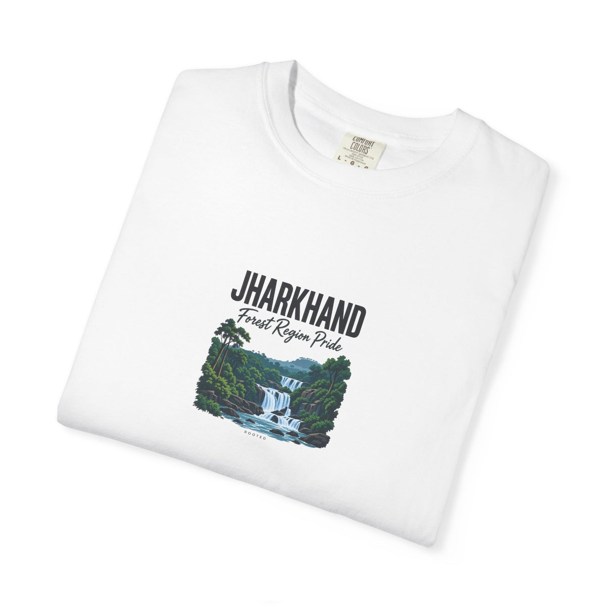 Jharkhand — Forest Region Pride — Rooted White Garment-Dyed T-Shirt