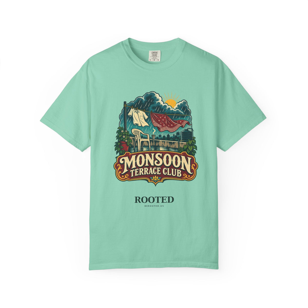 Monsoon Terrace Club T-Shirt – Vintage Mountain Lounge Graphic