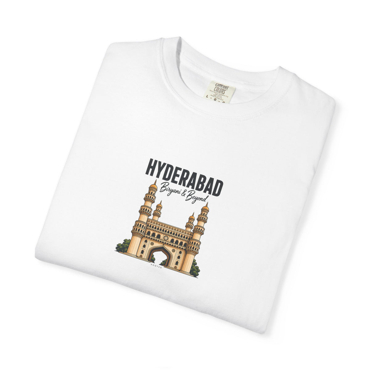 Hyderabad — Biryani & Beyond — Rooted White Garment-Dyed T-Shirt