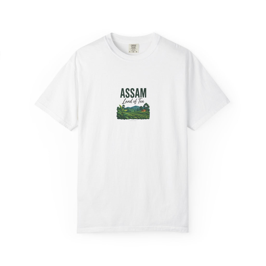 Assam — Land of Tea — Rooted White Garment-Dyed T-Shirt