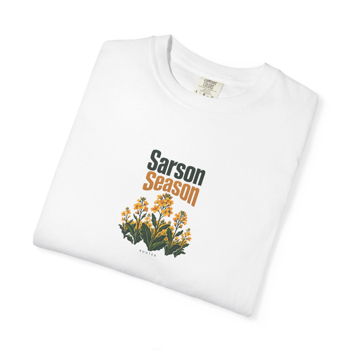 Sarson Season — Rooted White Garment-Dyed T-Shirt