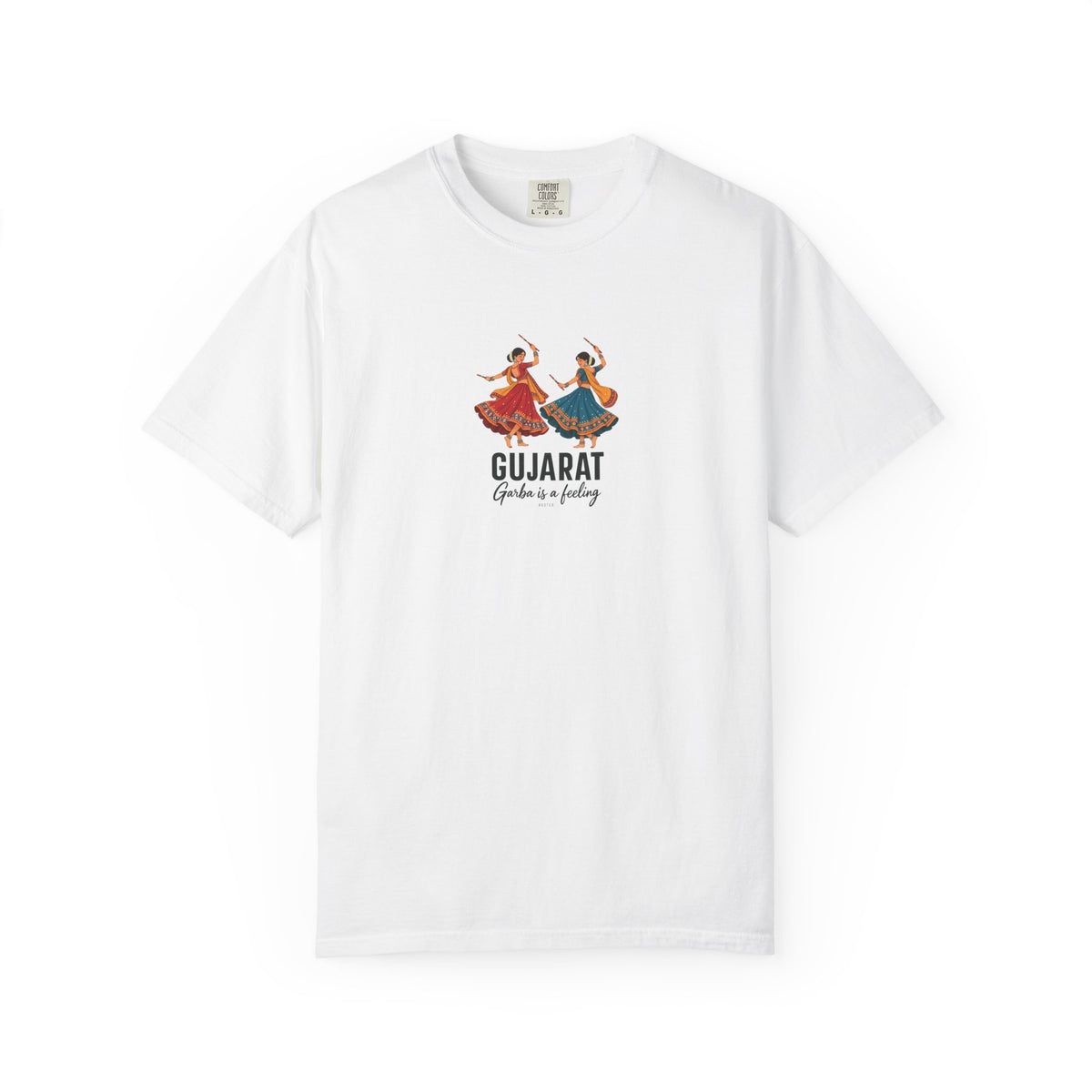 Gujarat — Garba Is a Feeling — Rooted White Garment-Dyed T-Shirt