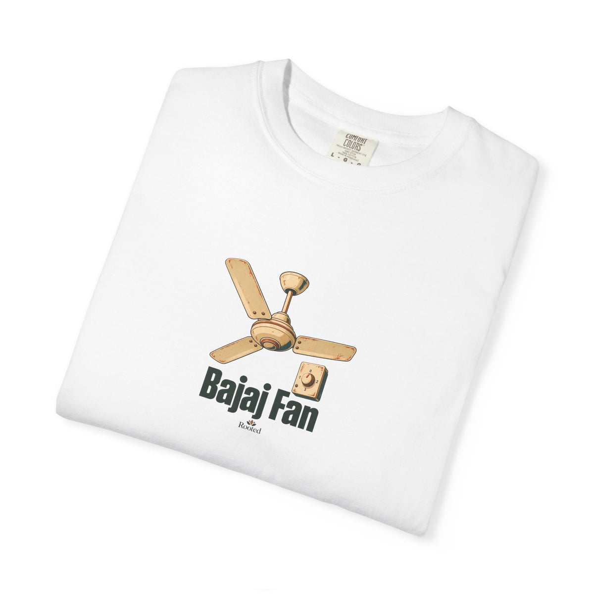 Bajaj Fan — Rooted White Garment-Dyed T-Shirt