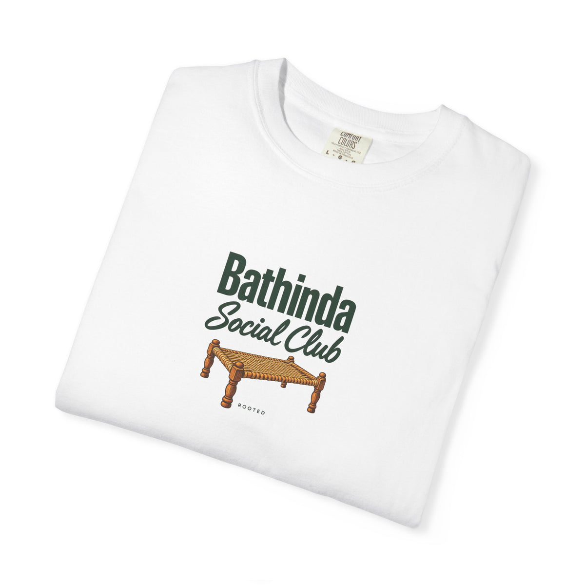 Bathinda Social Club — Rooted White Garment-Dyed T-Shirt