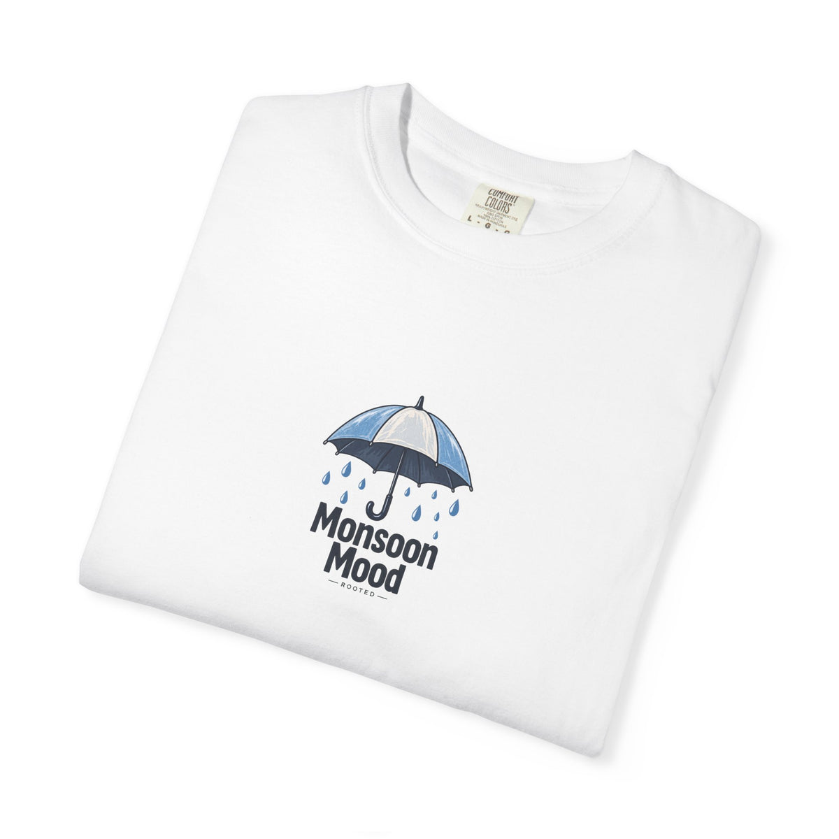 Monsoon Mood — Rooted White Garment-Dyed T-Shirt