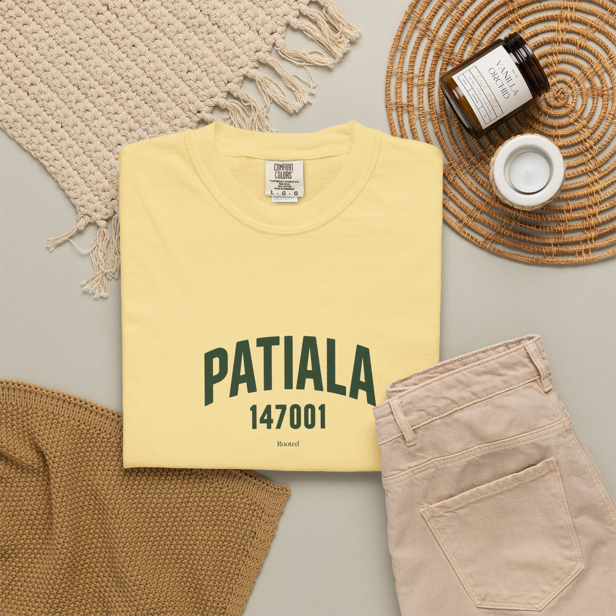 Patiala 147001 — Rooted White Garment-Dyed T-Shirt