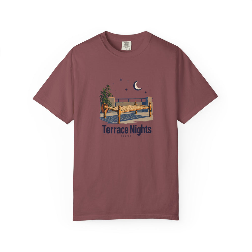 Terrace Nights — Rooted White Garment-Dyed T-Shirt