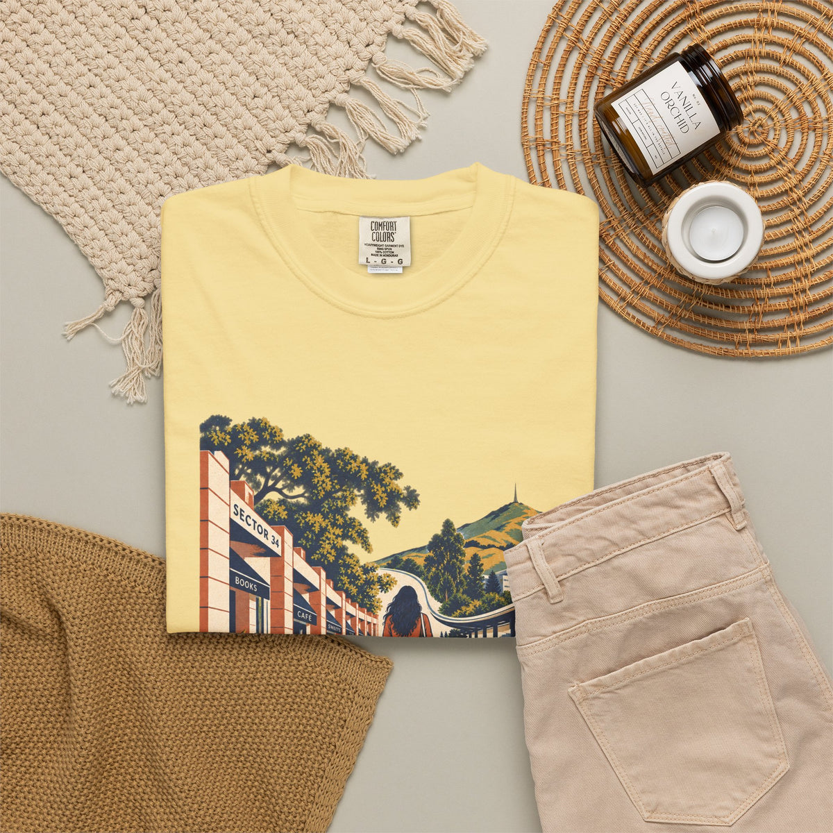 From Sector 34 to Fremont— Rooted White Garment-Dyed T-Shirt