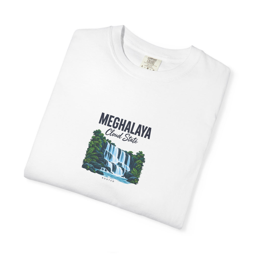 Meghalaya Cloud State — Rooted White Garment-Dyed T-Shirt