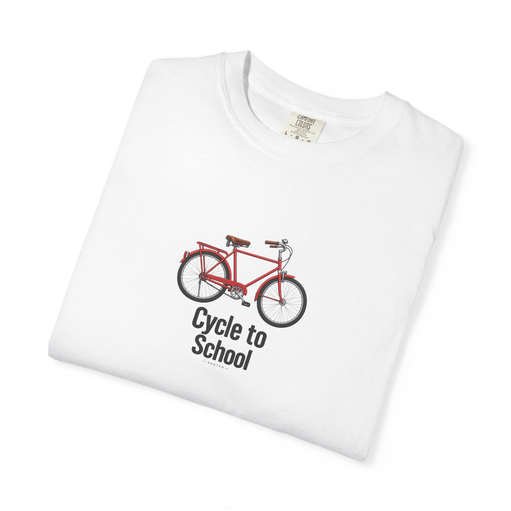 Cycle to School — Rooted White Garment-Dyed T-Shirt