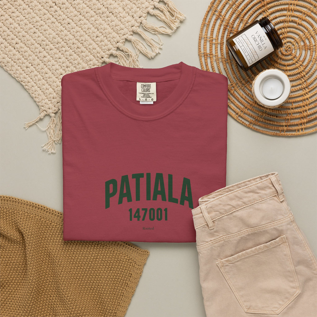 Patiala 147001 — Rooted White Garment-Dyed T-Shirt