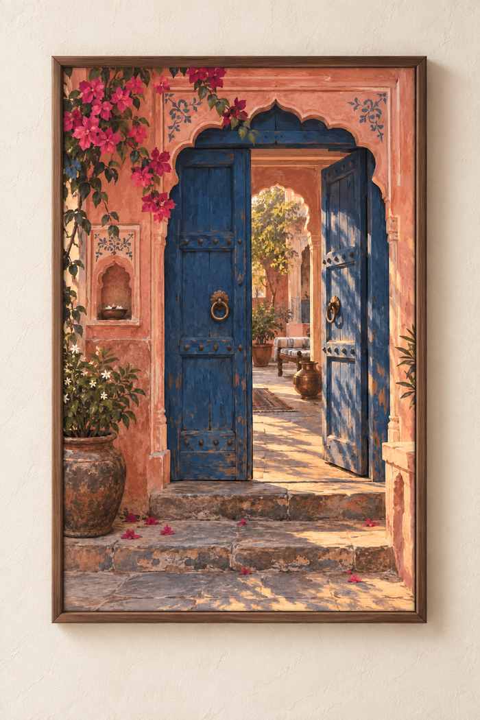 The Blue Door at Home — Rajasthan Art Print